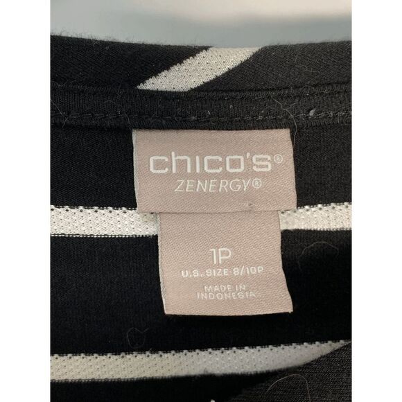 Chico's Women's Striped 3/4 Dolman Sleeve Round Neck Pullover T-Shirt 8/10 P - Picture 7 of 12